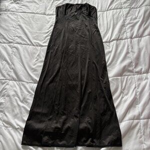 Vintage 90s Y2K Womens Black Slip Dress Sweetheart Neckline Lace Gothic Cocktail